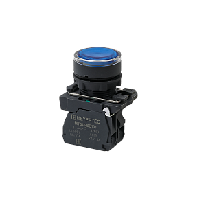 Кнопка синяя с подсветкой, 1NO, 24V AC/DC, IP65, пластик Meyertec MTB5-AW36711