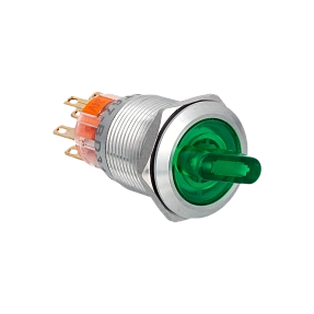 Переключатель с подсветкой, с фиксацией, 24V AC/DC, зеленый, 3 положения, 2NO+2NC, IP67, нержавеющая сталь Meyertec MT67-BD331G24