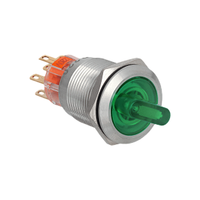 Переключатель с подсветкой, с фиксацией, 220V AC/DC, зеленый, 3 положения, 2NO+2NC, IP67, нержавеющая сталь Meyertec MT67-BD331G220