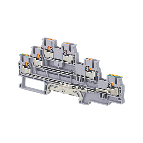 Клемма push-in трехуровневая с заземлением, 2.5 мм², Meyertec MTP-TR2.5/PE/L/L