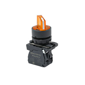 Переключатель  на 3 положения с фиксацией и подсветкой,  желтый, 1NO, 24V AC/DC, IP65, пластик Meyertec MTB5-AK35711