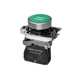 Кнопка плоская зеленая, маркировка "II", 1NO, IP65, металл Meyertec MTB4-BA31541