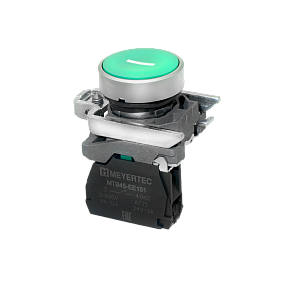Кнопка плоская зеленая, маркировка "I", 1NO, IP65, металл Meyertec MTB4-BA31521