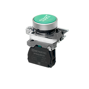 Кнопка плоская зеленая, маркировка "START", 1NO, IP65, металл Meyertec MTB4-BA31601