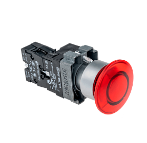 Кнопка грибовидная без фиксации, с подсветкой, 220V, 1NC, красная MeyerTec MTB2-BW4634