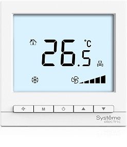 Термостат комнатный цифровой, О/Н/В/А для 4тр 3ск FCU и 2-поз.клап, 1UI 5DO Modbus ~230В BS бел