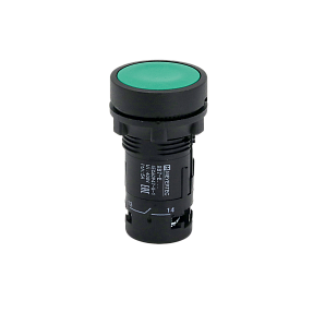 Кнопка плоская зеленая, 1NO+1NC, IP54, пластик Meyertec MTB7-EA35