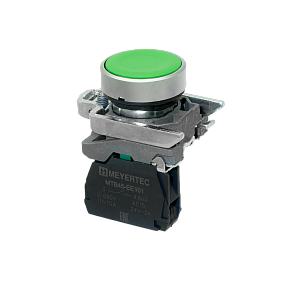 Кнопка плоская зеленая, 1NO, IP65, металл Meyertec MTB4-BA31