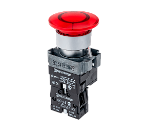 Кнопка грибовидная без фиксации, с подсветкой, 24V, 1NC, красный Meyertec MTB2-BW4614