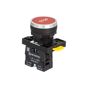 Кнопка плоская красная, маркировка "STOP", 1NC, IP54, пластик Meyertec MTB2-EA41622