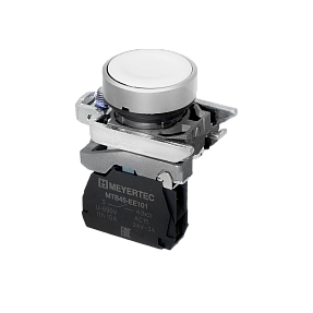 Кнопка плоская белая, 1NO, IP65, металл Meyertec MTB4-BA11