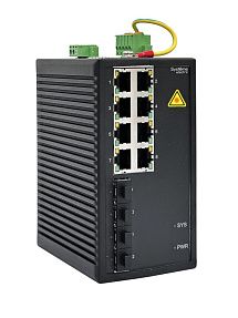 Управляемый промышленный коммутатор Ethernet L2, 8x10/100/1000BaseT, 4x100/1000BaseX SFP