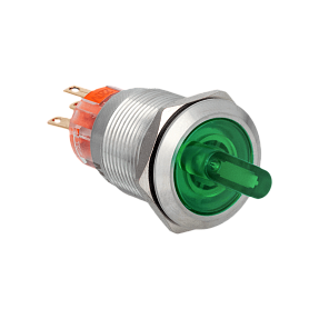 Переключатель с подсветкой, с фиксацией, 220V AC/DC, зеленый, 2 положения, 1NO+1NC, IP67, нержавеющая сталь Meyertec MT67-BD211G220