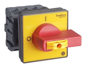 ВЫКЛЮЧАТЕЛЬ-РАЗЪЕДИНИТЕЛЬ 4P 32A IP54 С КРАСНОЙ РУКОЯТКОЙ НА ДВЕРЦУ 4 ВИНТА 1 ЗАМОК
