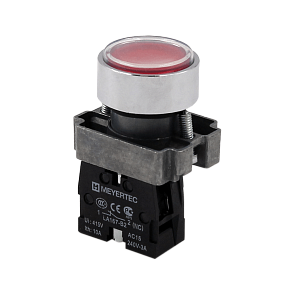 Кнопка плоская красная, 1NС, IP67, металл Meyertec MTB2-BAF42