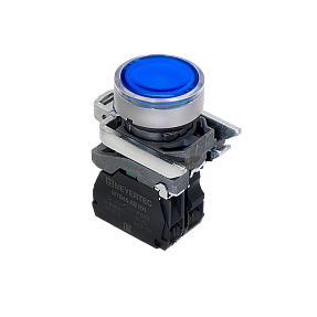 Кнопка синяя с подсветкой, 1NO, 220V AC/DC, IP65, металл Meyertec MTB4-BW36713