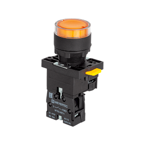 Кнопка желтая с подсветкой, 1NO, 24V AC/DC, IP54, пластик Meyertec MTB2-EW35611