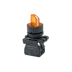 Переключатель  на 3 положения с фиксацией и подсветкой, желтый, 1NO, 220V AC/DC, IP65, пластик Meyertec MTB5-AK35713