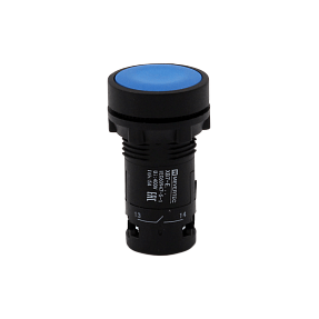Кнопка плоская синяя с фиксацией, 1NO+1NC, IP54, пластик Meyertec MTB7-EH65