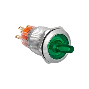Переключатель с подсветкой, с фиксацией, 24V AC/DC, зеленый, 2 положения, 1NO+1NC, IP67, нержавеющая сталь Meyertec MT67-BD211G24