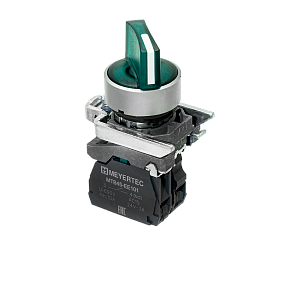 Переключатель  на 2 положения с фиксацией и подсветкой, зеленый, 1NO, 220V AC/DC, IP65, металл Meyertec MTB4-BK23713
