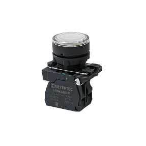Кнопка белая с подсветкой, 1NO, 24V AC/DC, IP65, пластик Meyertec MTB5-AW31711
