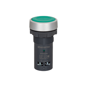 Кнопка плоская зеленая, 1NO+1NC, IP65, пластик Meyertec MTB8-EA35