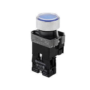 Кнопка плоская синяя с подсветкой, 24V AC/DC, 1NO, IP67, металл Meyertec MTB2-BWF3671