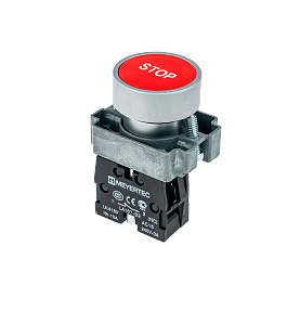 Кнопка плоская, маркировка "stop", 1NC, металл Meyertec MTB2-BAZ12434