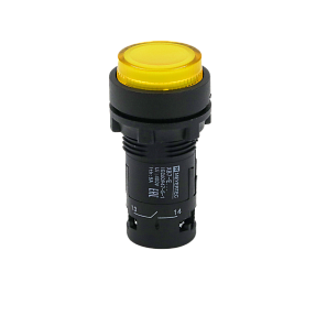 Кнопка желтая выступающая с подсветкой, 1NO,  24V AC/DC, IP54, пластик Meyertec MTB7-EW35611
