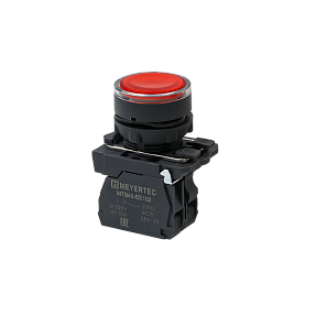 Кнопка красная с подсветкой, 1NС, 24V AC/DC, IP65, пластик Meyertec MTB5-AW34721