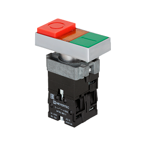Кнопка двойная с подсветкой 24V, выступающий толкатель Meyertec MTB2-BW8461