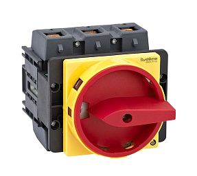 ВЫКЛЮЧАТЕЛЬ-РАЗЪЕДИНИТЕЛЬ 3P 125A IP40 С КРАСНОЙ РУКОЯТКОЙ НА ДВЕРЦУ 4 ВИНТАМИ С ЗАМКОМ