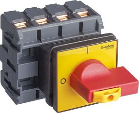ВЫКЛЮЧАТЕЛЬ-РАЗЪЕДИНИТЕЛЬ 4P 100A IP54 С КРАСНОЙ РУКОЯТКОЙ НА ДВЕРЦУ 4 ВИНТА 1 ЗАМОК